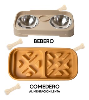 Foto 4 | Jauz Improvement Comedero Elevado Para Perros Y Gatos Doble Cuenco Color Beige 2 En 1 (mod. J0182)