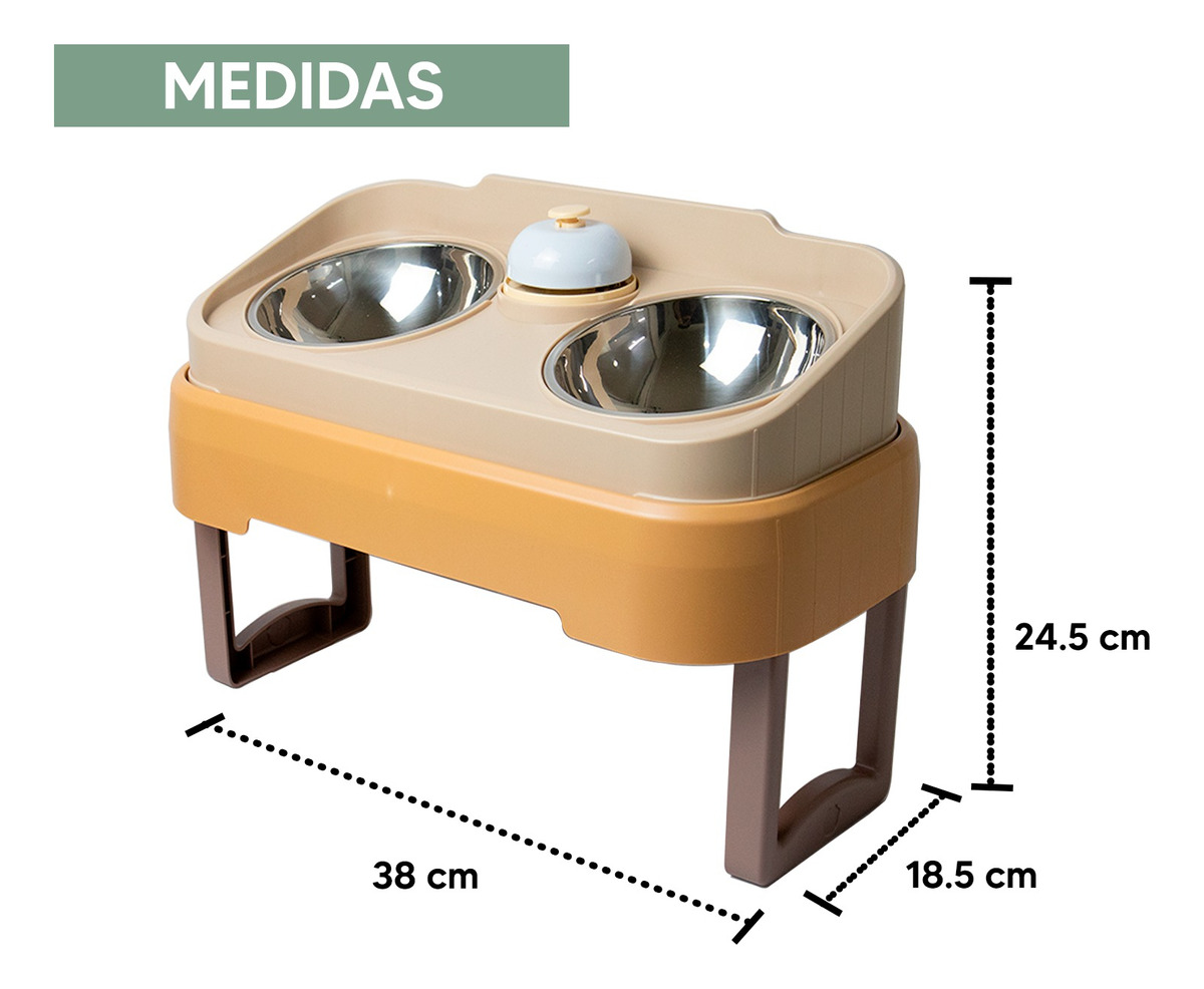 Foto 6 pulgar | Jauz Improvement Comedero Elevado Para Perros Y Gatos Doble Cuenco Color Beige 2 En 1 (mod. J0182)