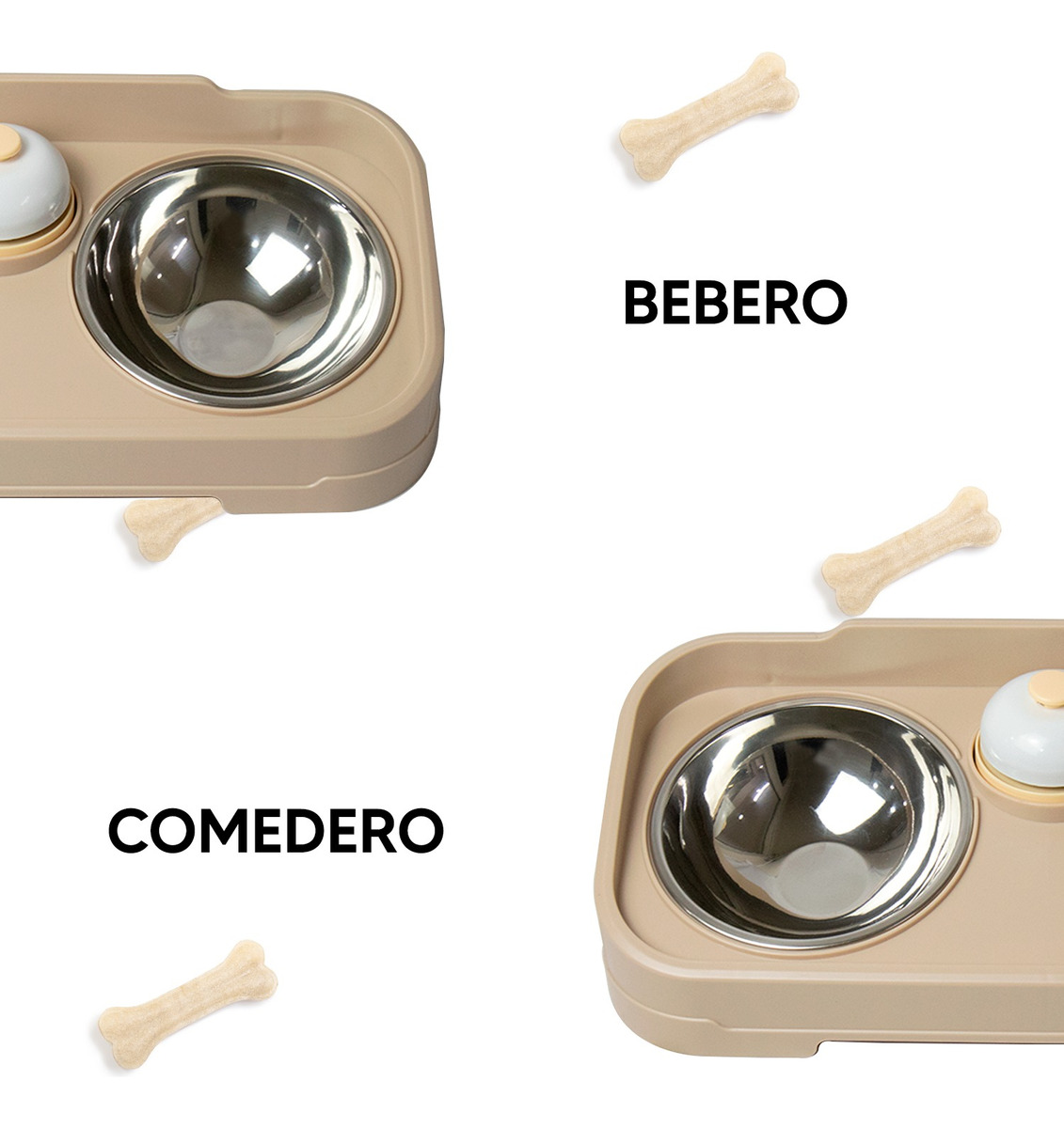 Foto 4 | Jauz Improvement Comedero Para Perros Y Gatos Doble Cuenco + Campana Color Beige 2 En 1 (mod. J0184)