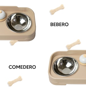 Foto 4 | Jauz Improvement Comedero Para Perros Y Gatos Doble Cuenco + Campana Color Beige 2 En 1 (mod. J0184)