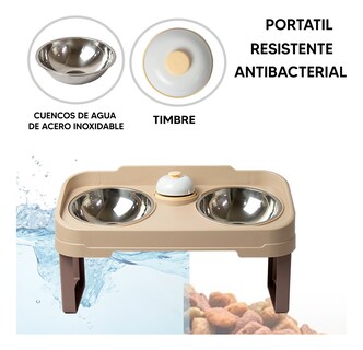 Foto 3 | Jauz Improvement Comedero Para Perros Y Gatos Doble Cuencos Antideslizante Color Beige 2 En 1 (mod. J0186)