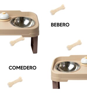 Foto 4 | Jauz Improvement Comedero Para Perros Y Gatos Doble Cuencos Antideslizante Color Beige 2 En 1 (mod. J0186)