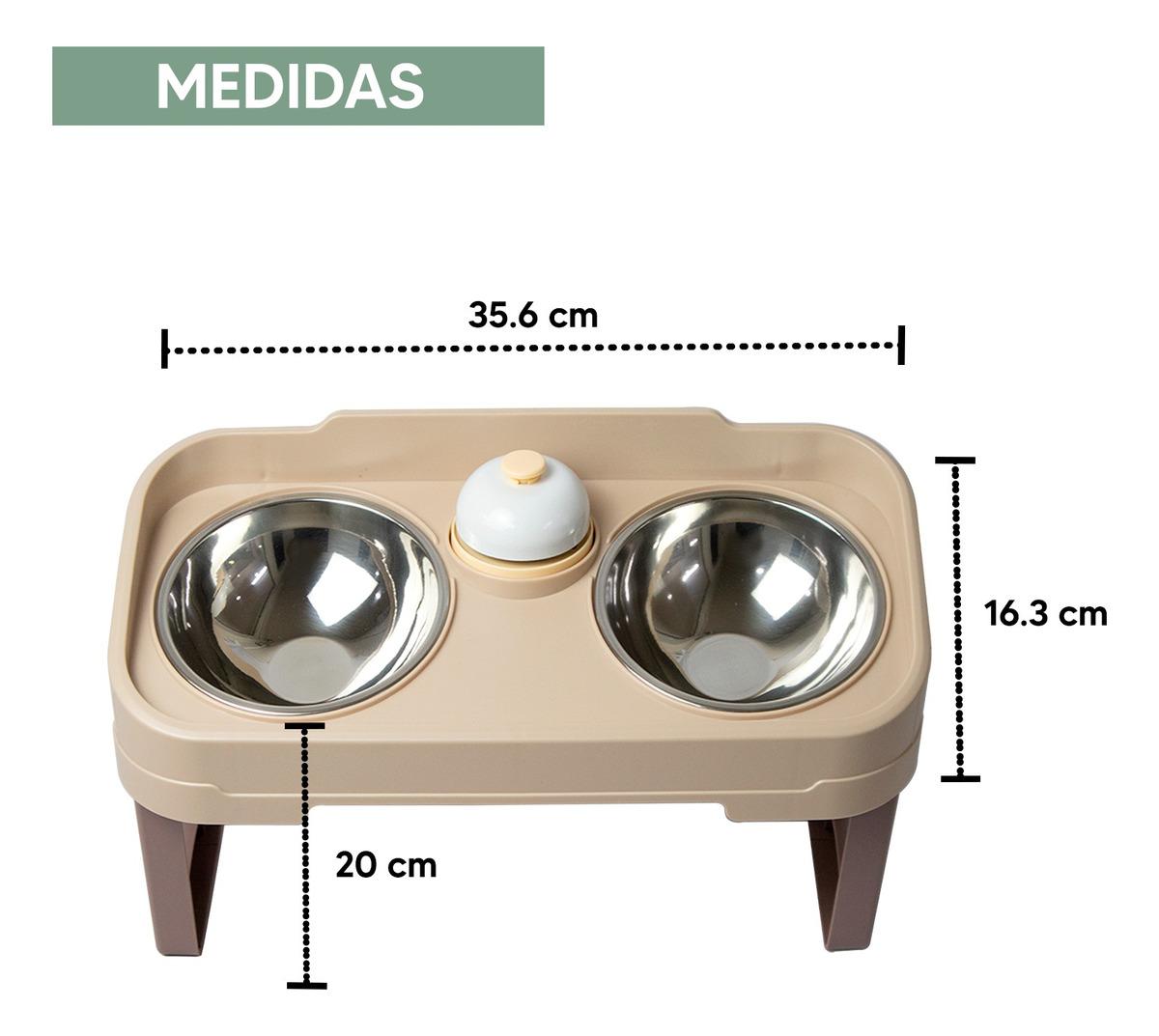 Foto 6 pulgar | Jauz Improvement Comedero Para Perros Y Gatos Doble Cuencos Antideslizante Color Beige 2 En 1 (mod. J0186)