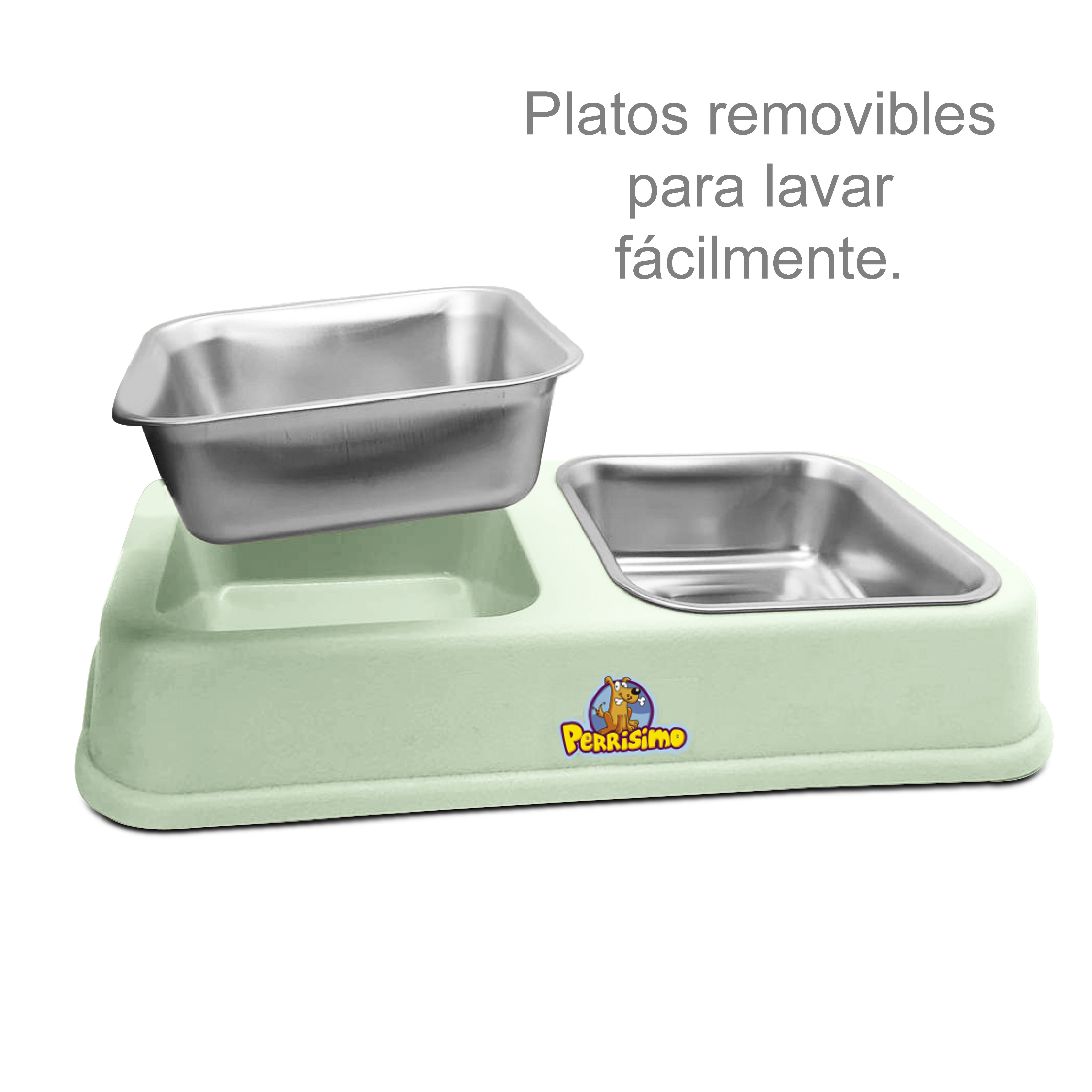 Foto 5 pulgar | Perrísimo Plato Para Mascotas Acero Doble Cuadrado