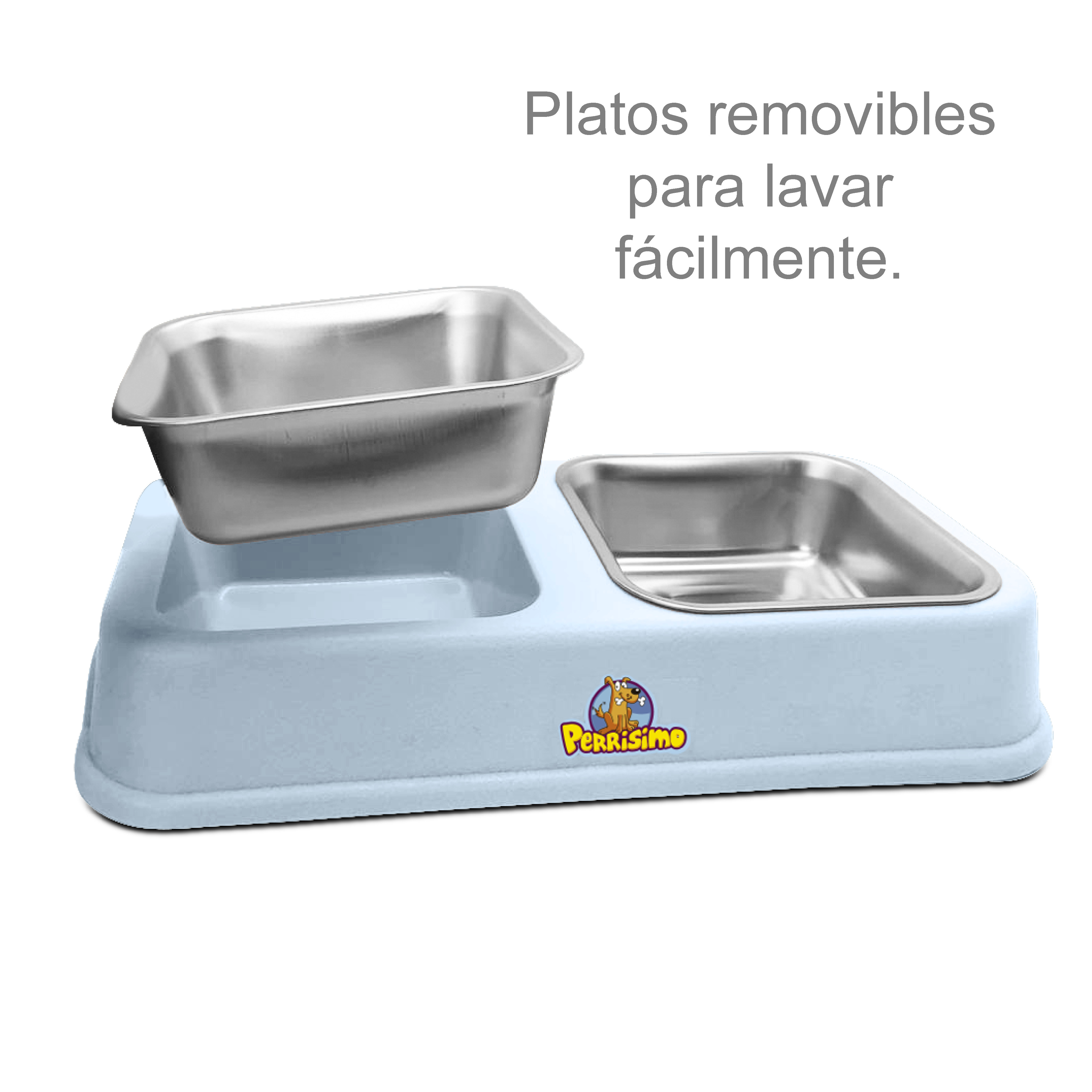 Foto 4 pulgar | Perrísimo Plato Para Mascotas Acero Doble Cuadrado