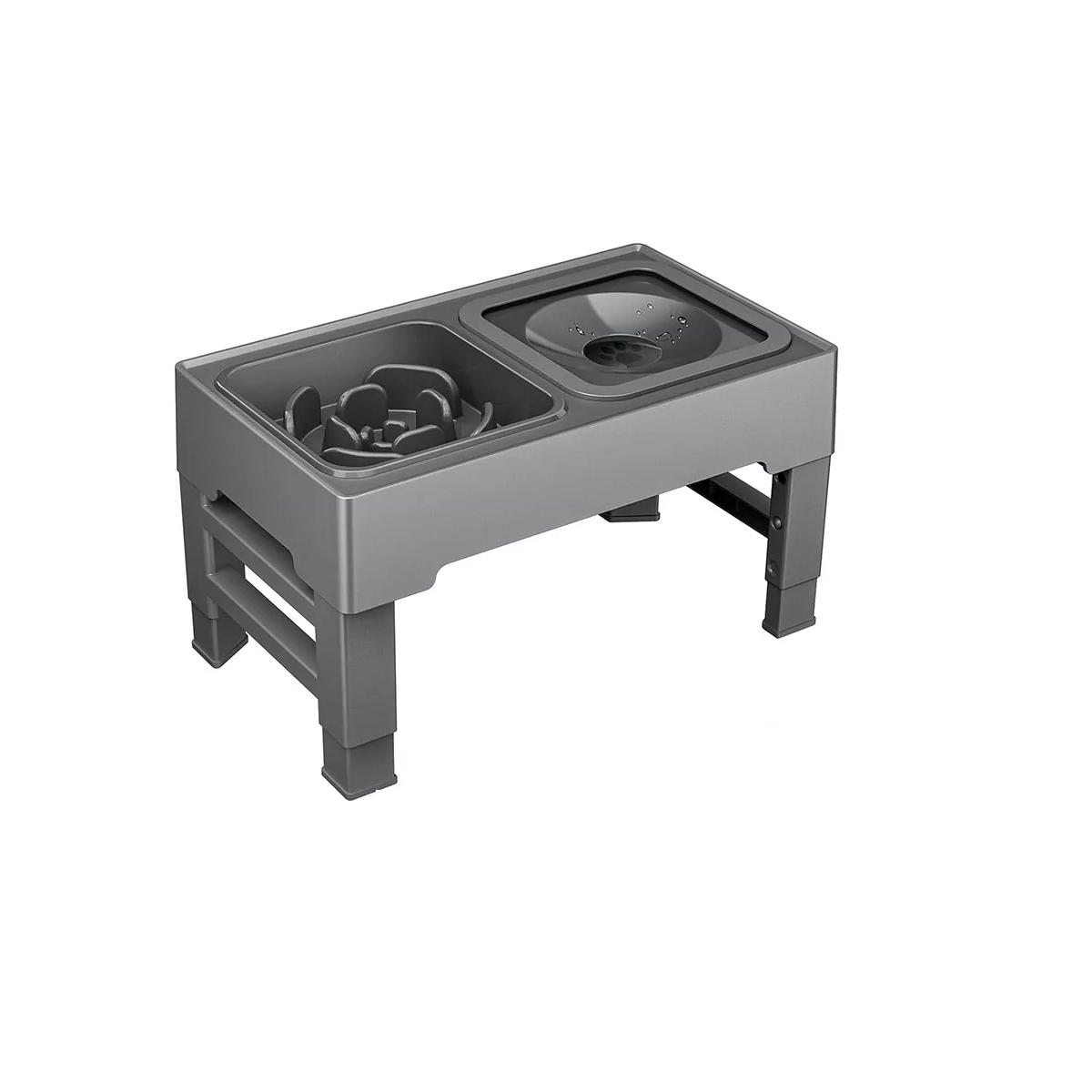 Comedero Elevado Para Perro Perros Mascota,altura Ajustable Eo Safe Imports Esi-10871 Gris