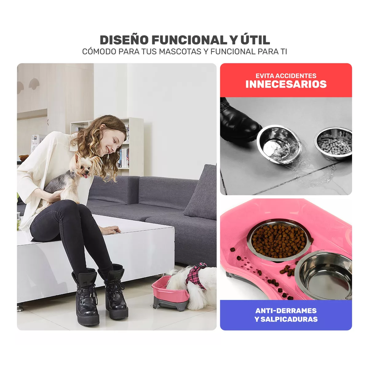 Foto 3 pulgar | Tazones Plato Para Perro Y Gato Acero Inoxidable Con Soporte  Eo Safe Imports Esi-12890  Rosa