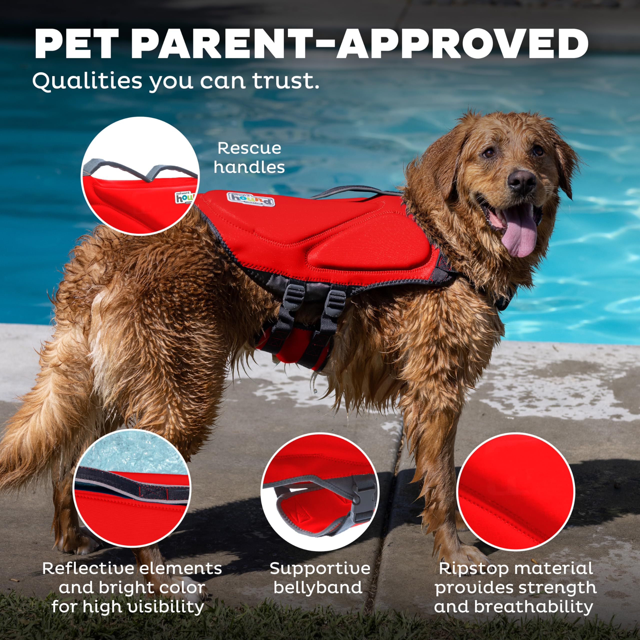 Foto 6 pulgar | Chaleco Salvavidas Para Perros Outward Hound Dawson Swim Rojo, Talla M - Venta Internacional.