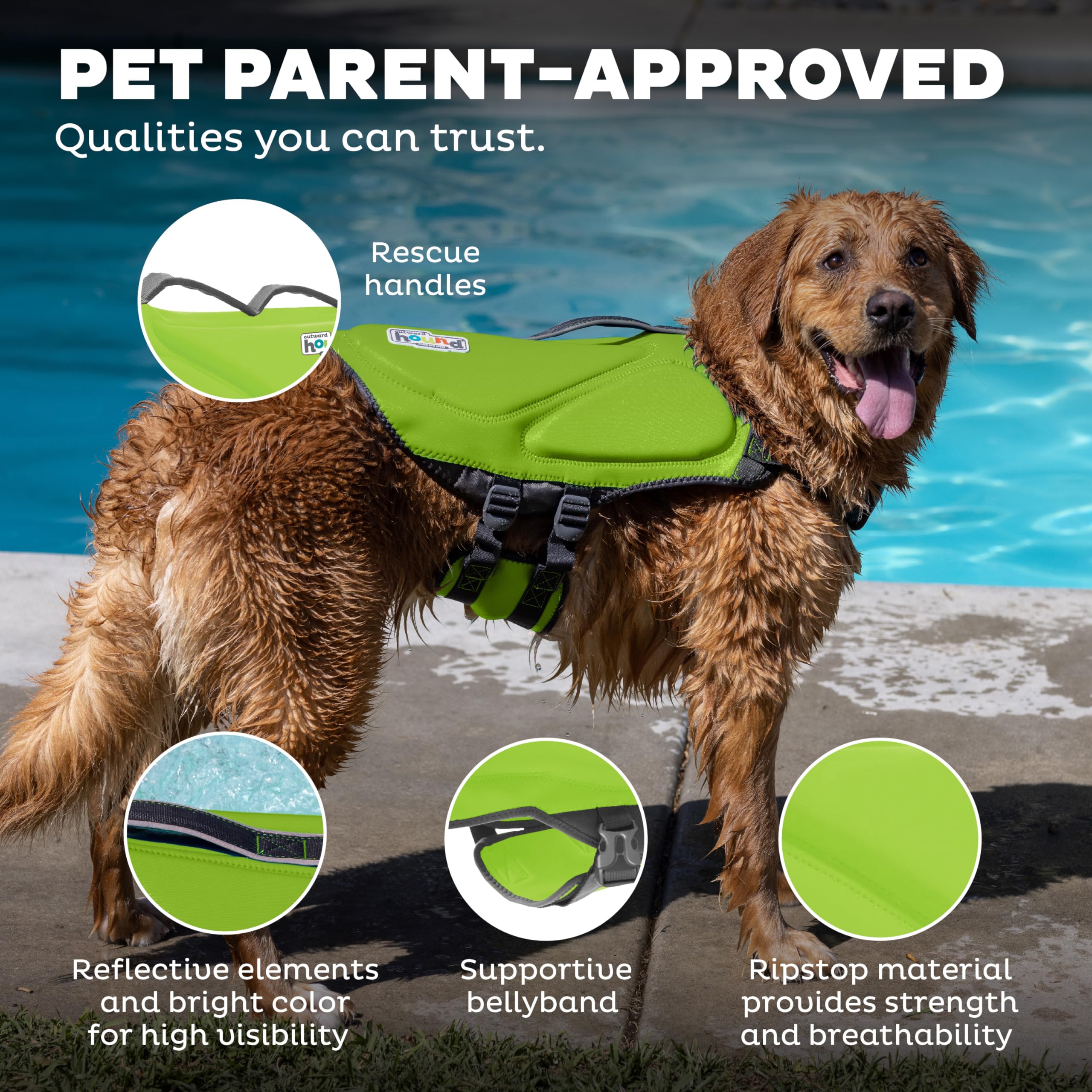 Foto 6 pulgar | Chaleco Salvavidas Para Perros Outward Hound Dawson Swim Green Medium - Venta Internacional.