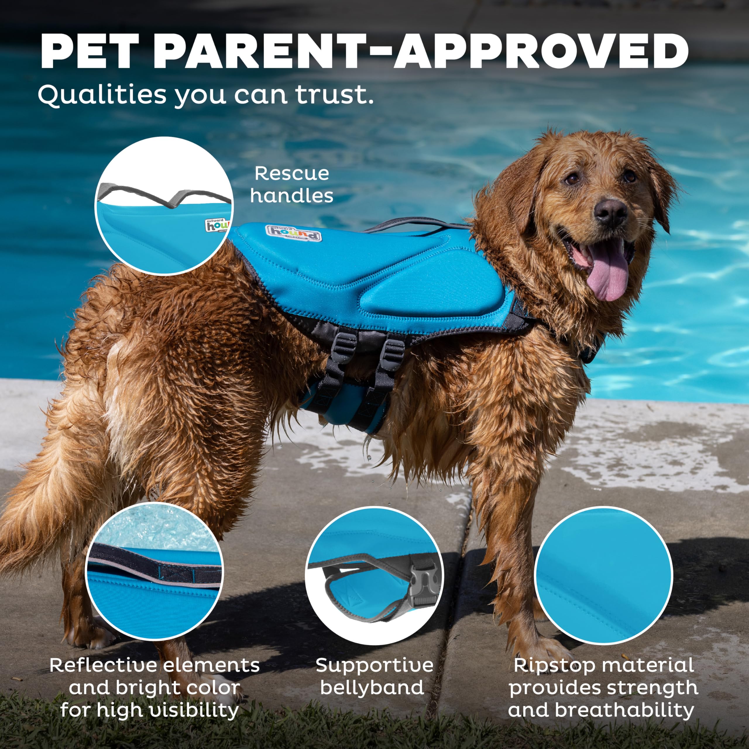 Foto 6 pulgar | Chaleco Salvavidas Para Perros Outward Hound Dawson Swim, Azul, Talla M - Venta Internacional.