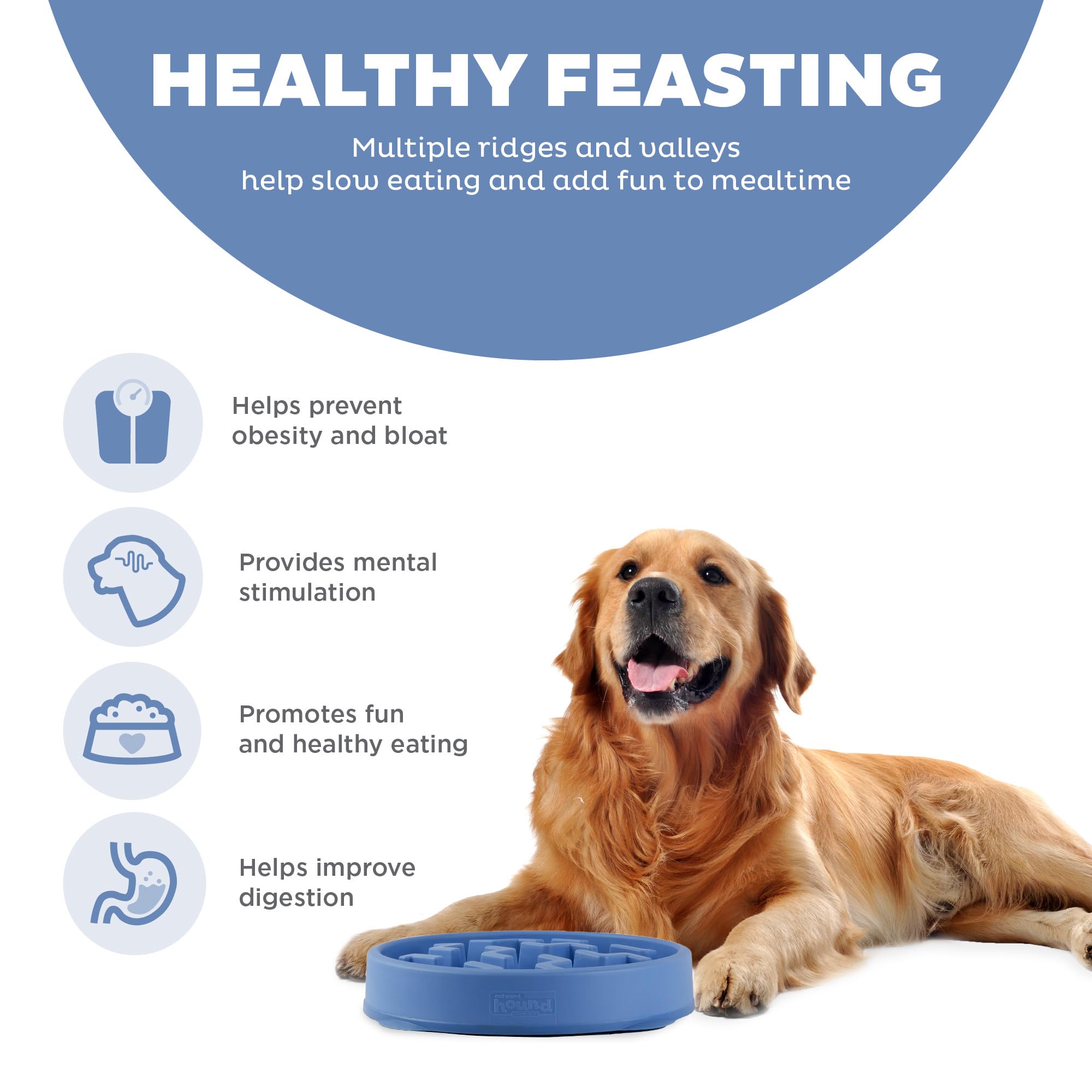Foto 4 pulgar | Dog Bowl Outward Hound Fun Feeder Slo Bowl, Alimentador Lento, Azul - Venta Internacional.