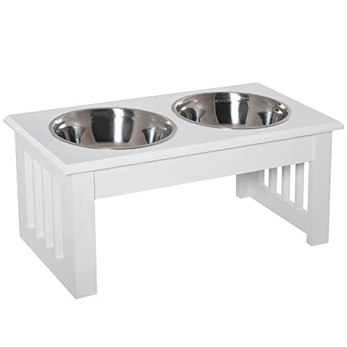 Estación De Alimentación Para Perros Pawhut 17, De Madera Duradera, Con 2 Cuencos - Venta Internacional.