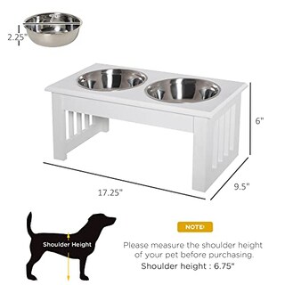 Foto 3 | Estación De Alimentación Para Perros Pawhut 17, De Madera Duradera, Con 2 Cuencos - Venta Internacional.