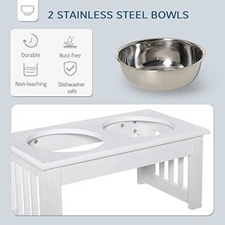 Foto 5 | Estación De Alimentación Para Perros Pawhut 17, De Madera Duradera, Con 2 Cuencos - Venta Internacional.