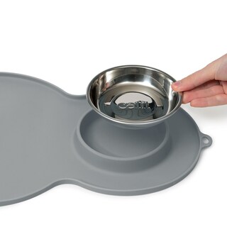 Foto 2 | Mantel Individual Cat Catit Con Forma De Cacahuete, Gris, Con Cuenco De Acero Inoxidable - Venta Internacional.