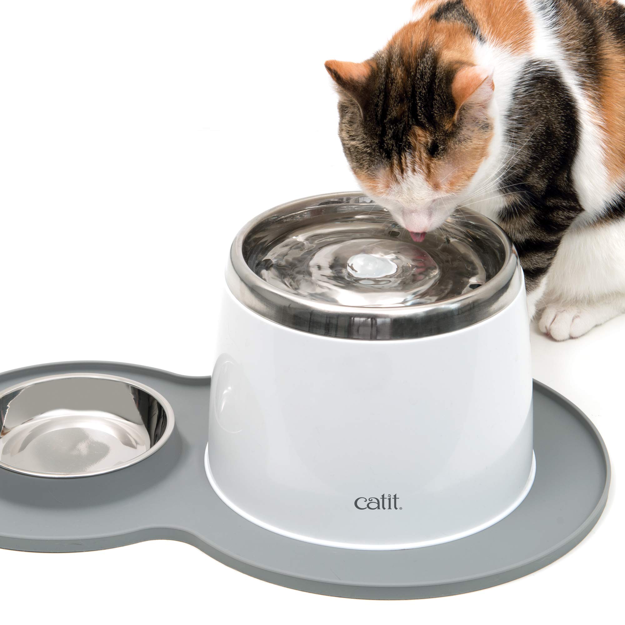 Foto 4 pulgar | Mantel Individual Cat Catit Con Forma De Cacahuete, Gris, Con Cuenco De Acero Inoxidable - Venta Internacional.