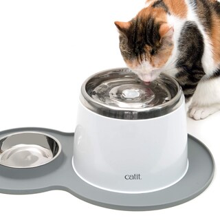 Foto 3 | Mantel Individual Cat Catit Con Forma De Cacahuete, Gris, Con Cuenco De Acero Inoxidable - Venta Internacional.