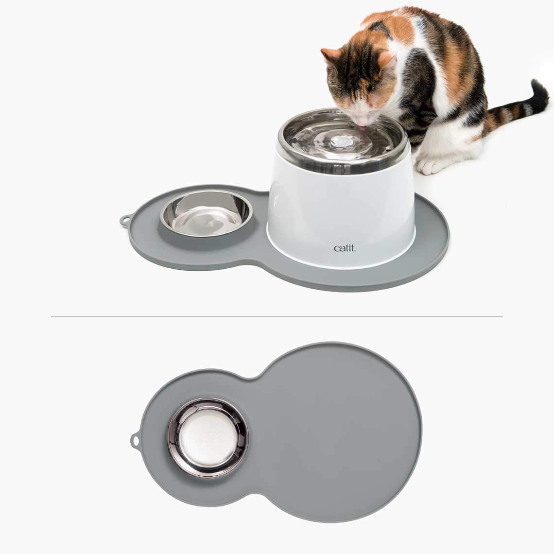 Foto 5 pulgar | Mantel Individual Cat Catit Con Forma De Cacahuete, Gris, Con Cuenco De Acero Inoxidable - Venta Internacional.