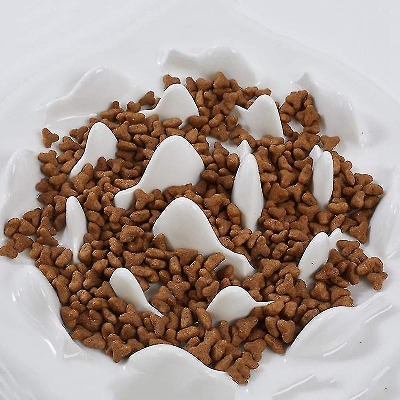 Foto 4 pulgar | Cuenco De Cerámica Slow Feeder Huoguo Para Gatos Y Perros, Color Blanco - Venta Internacional.