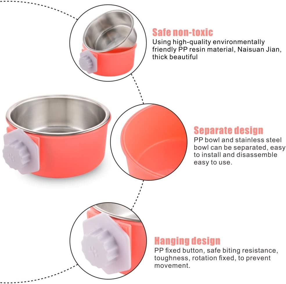 Foto 5 pulgar | Comedero De Agua Y Comida Extraíble De Acero Inoxidable Crate Dog Bowl - Venta Internacional.
