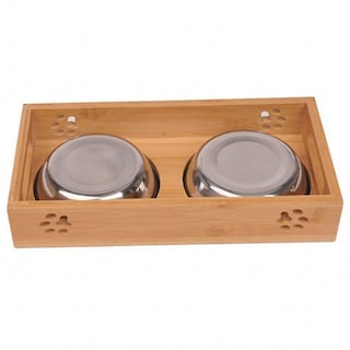 Foto 1 | Comederos Para Gatos Y Perros, Vajilla De Bambú, Acero Inoxidable - Venta Internacional.