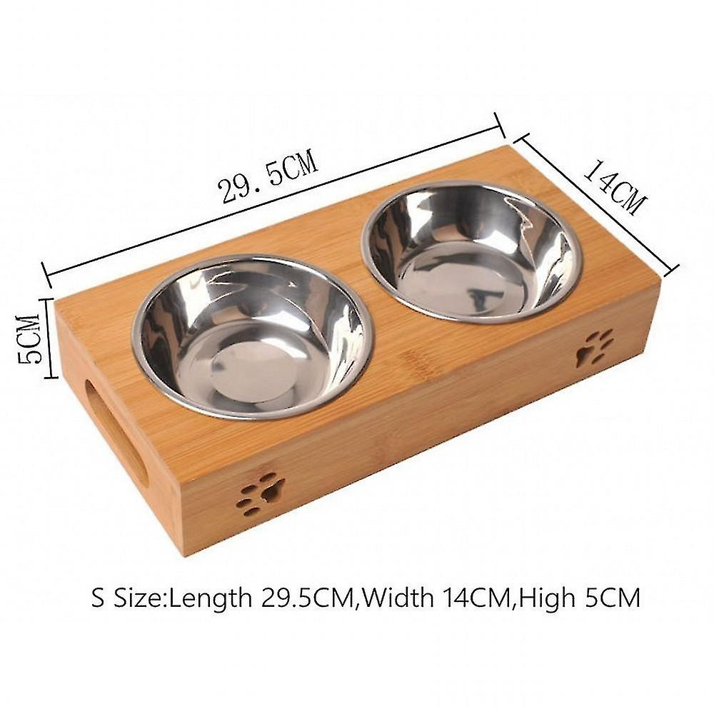 Foto 3 pulgar | Comederos Para Gatos Y Perros, Vajilla De Bambú, Acero Inoxidable - Venta Internacional.