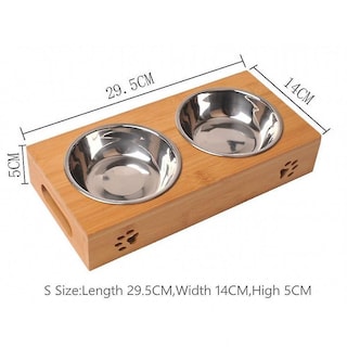 Foto 2 | Comederos Para Gatos Y Perros, Vajilla De Bambú, Acero Inoxidable - Venta Internacional.