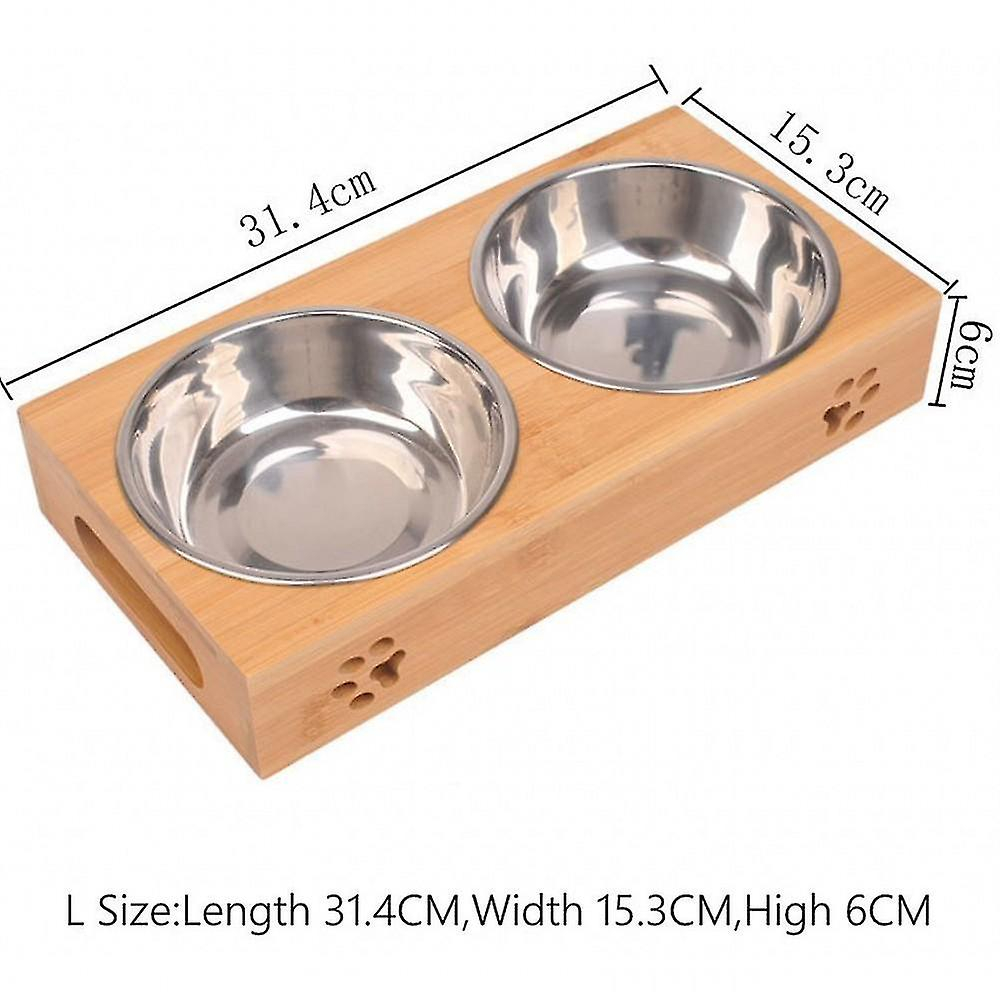 Foto 4 pulgar | Comederos Para Gatos Y Perros, Vajilla De Bambú, Acero Inoxidable - Venta Internacional.
