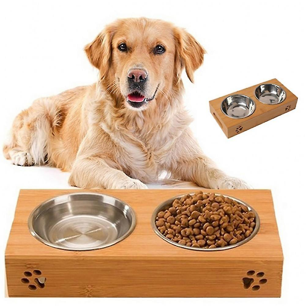 Foto 5 pulgar | Comederos Para Gatos Y Perros, Vajilla De Bambú, Acero Inoxidable - Venta Internacional.