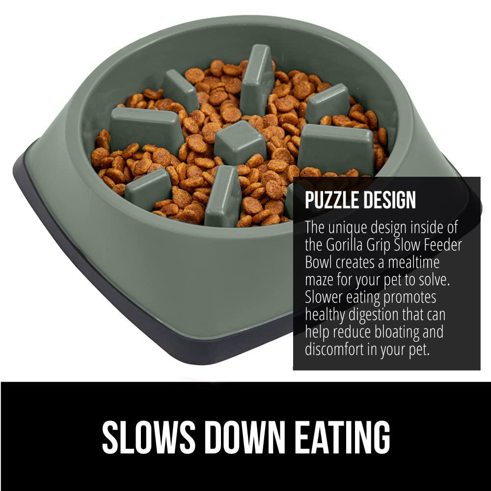Foto 4 pulgar | Cuenco Para Perros Slow Feeder Gorilla Grip, 2 Tazas, Color Verde Salvia - Venta Internacional.
