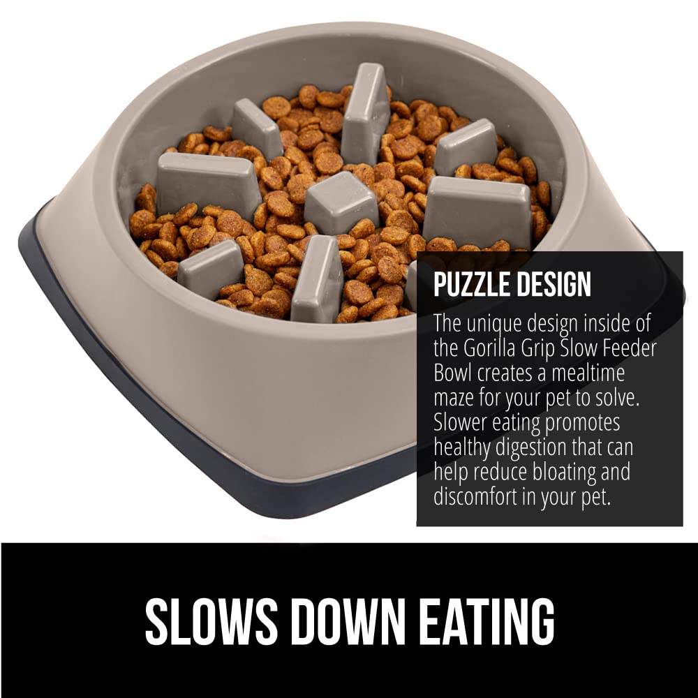 Foto 4 pulgar | Cuenco Para Perros Slow Feeder Gorilla Grip, 1 Taza, Color Beige, 100% Libre De Bpa - Venta Internacional.
