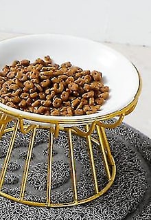 Foto 5 | Platos Elevados De Cerámica Para Gatos Con Soporte De Metal Para Comida Y Agua Para Mascotas - Venta Internacional.