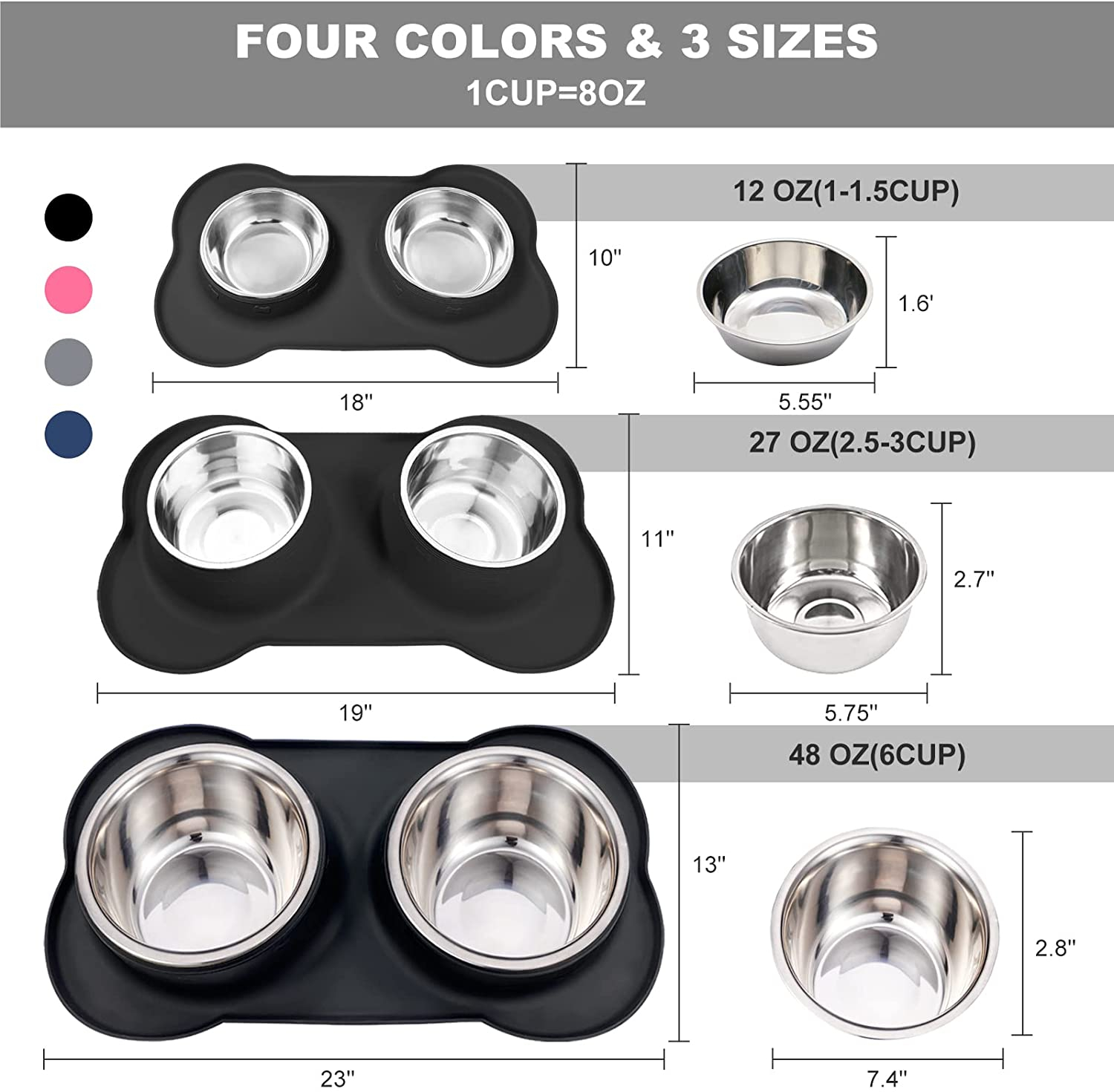 Foto 5 pulgar | Cuencos De Comida Para Perros Jieyou De Acero Inoxidable Para Mascotas Pequeñas Y Medianas - Venta Internacional.