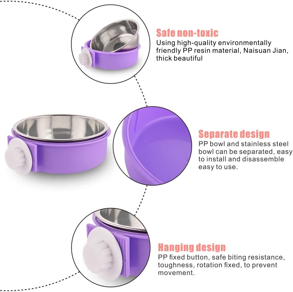 Foto 4 pulgar | Cuenco Crate Dog Extraíble De Acero Inoxidable Para Comida Y Agua - Venta Internacional.