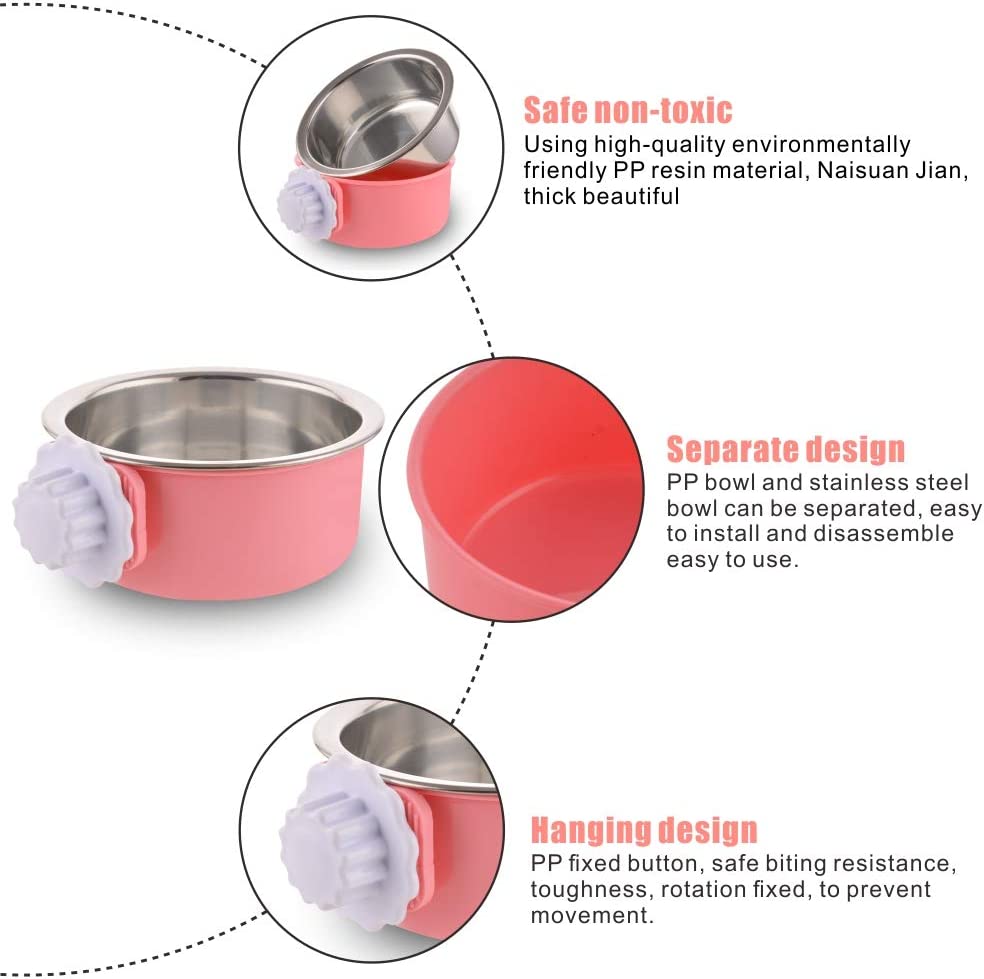 Foto 5 pulgar | Comedero De Agua Y Comida Extraíble De Acero Inoxidable Crate Dog Bowl - Venta Internacional.