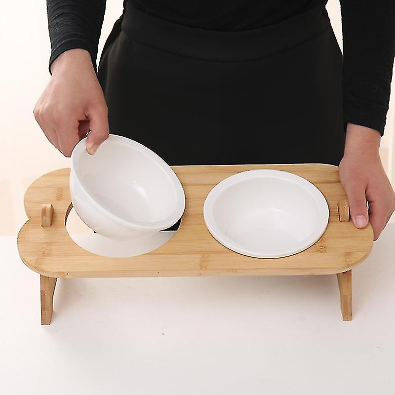 Foto 4 pulgar | Comederos Huoguo Para Gatos Y Perros, Cerámica, Acero Inoxidable, Con Biela - Venta Internacional.