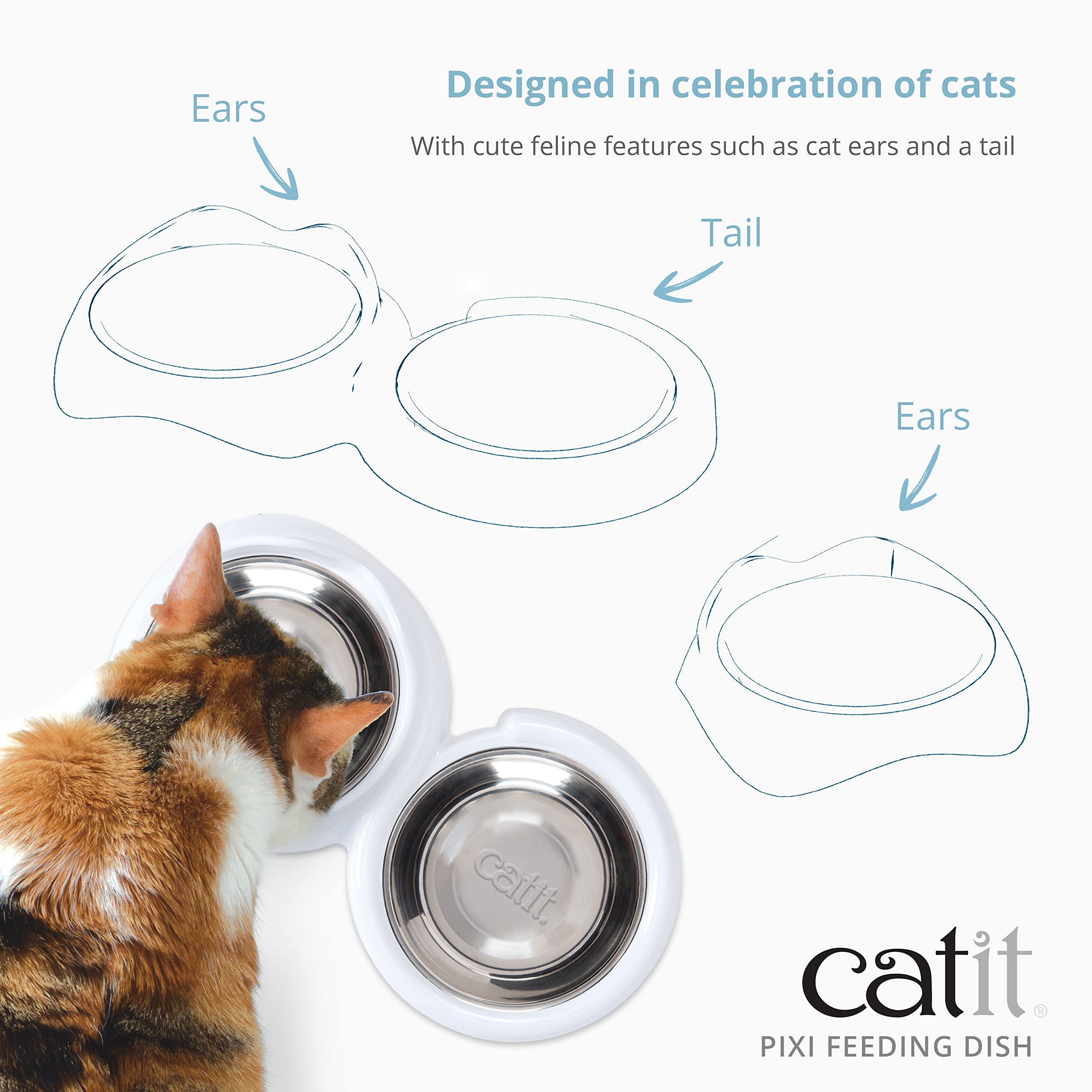 Foto 4 pulgar | Plato De Alimentación Catit Pixi Double Whisker Stress Free White - Venta Internacional.