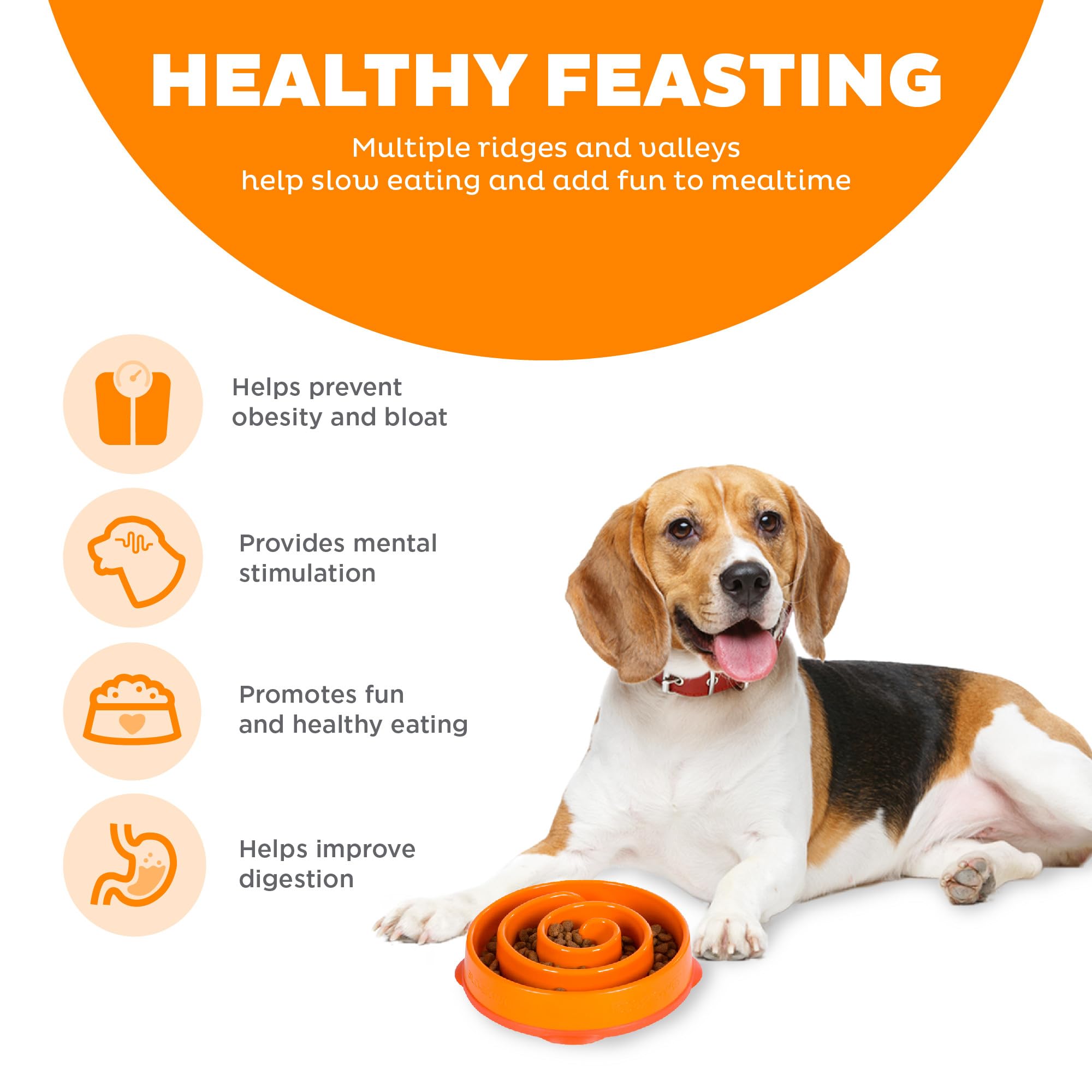 Foto 4 pulgar | Dog Bowl Outward Hound Fun Feeder Slo Bowl, Alimentador Lento, Naranja - Venta Internacional.