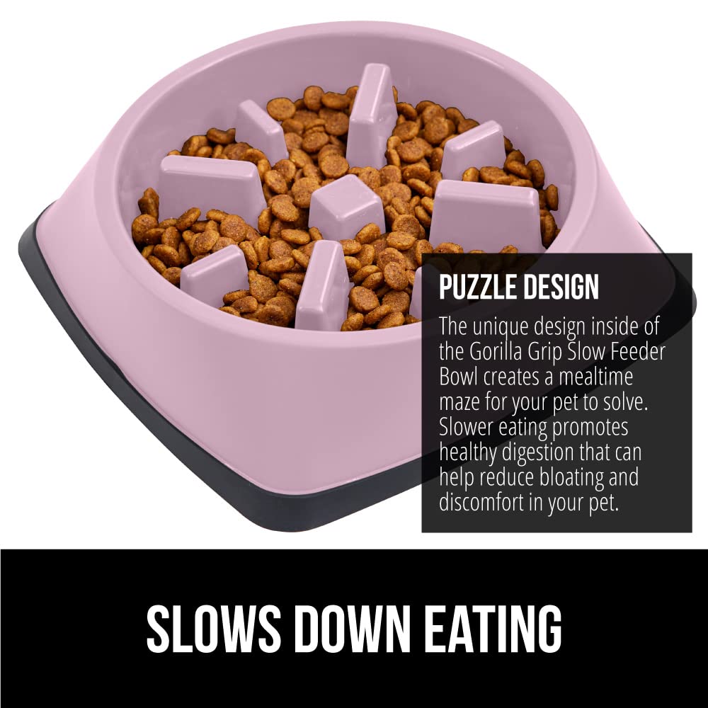 Foto 4 pulgar | Cuenco Para Perros Slow Feeder Gorilla Grip, 4 Tazas, Rosa, 100% Libre De Bpa - Venta Internacional.