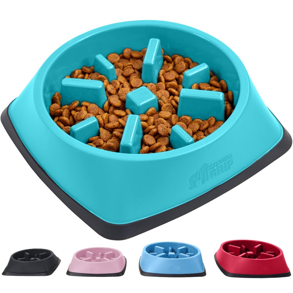Foto 2 pulgar | Cuenco Para Perros Slow Feeder Gorilla Grip, 1 Taza, Turquesa - Venta Internacional.