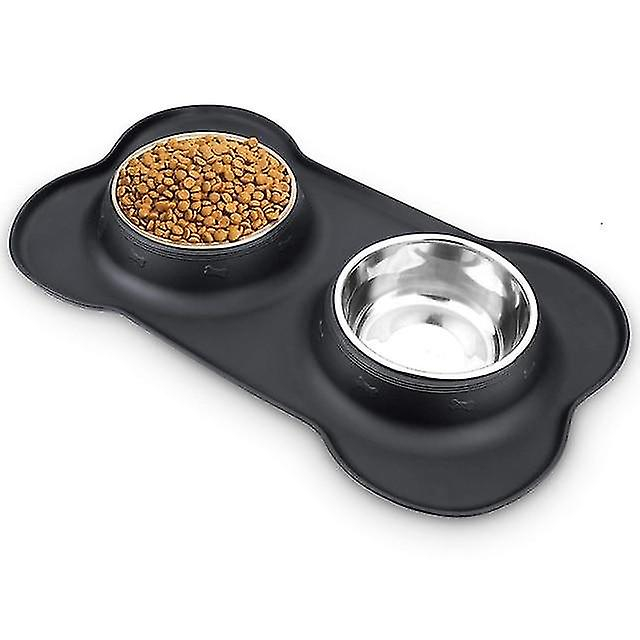 Comederos Para Mascotas Huoguo, De Acero Inoxidable, Antidesbordamiento, Gris - Venta Internacional.