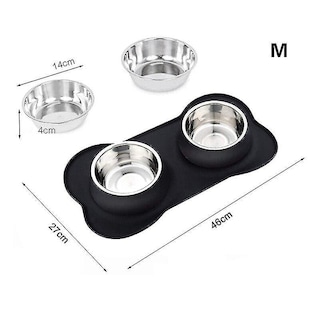 Foto 2 | Comederos Para Mascotas Huoguo, De Acero Inoxidable, Antidesbordamiento, Gris - Venta Internacional.