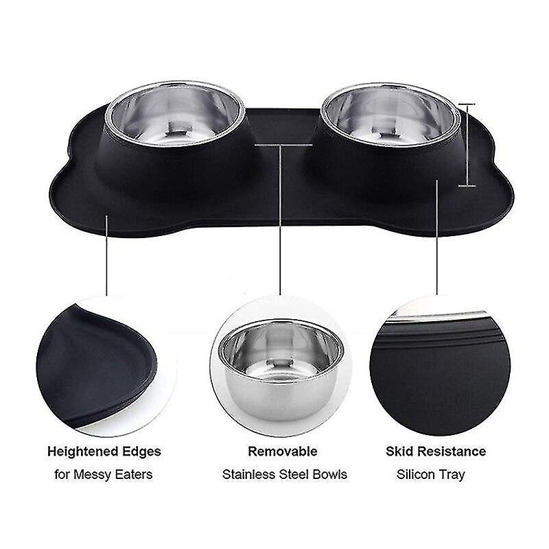 Foto 4 pulgar | Comederos Para Mascotas Huoguo, De Acero Inoxidable, Antidesbordamiento, Gris - Venta Internacional.