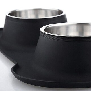 Foto 4 | Comederos Para Mascotas Huoguo, De Acero Inoxidable, Antidesbordamiento, Gris - Venta Internacional.