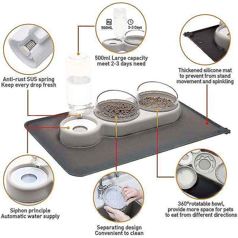 Foto 4 pulgar | Cuencos Dispensadores De Comida Con Diseño Inclinable Y Elevado Para Mascotas, Perros Y Gatos - Venta Internacional.