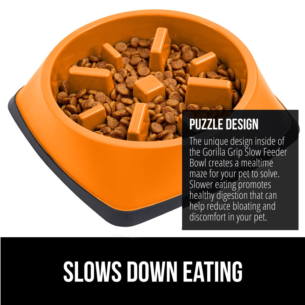 Foto 4 pulgar | Cuenco Para Perros Slow Feeder Gorilla Grip, 2 Tazas, Naranja, 100% Libre De Bpa - Venta Internacional.