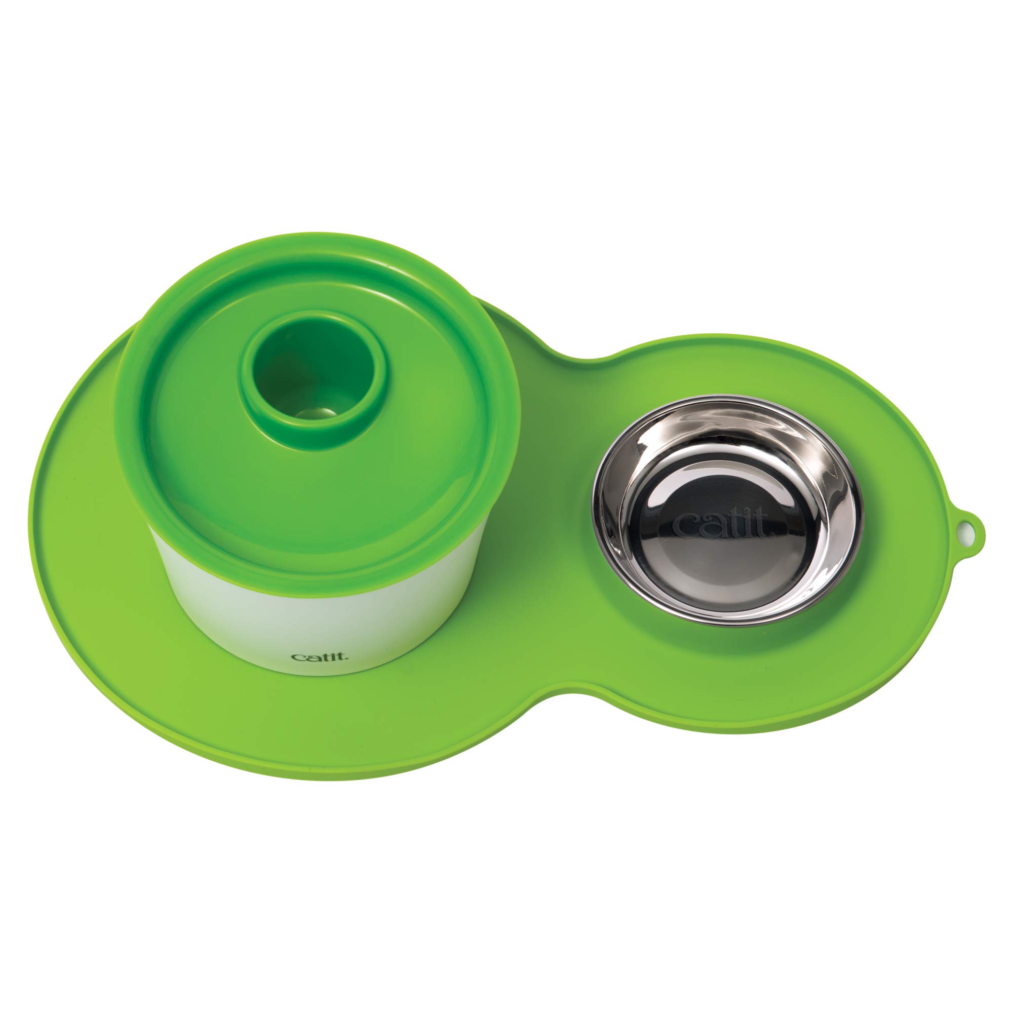 Foto 7 pulgar | Mantel Individual Cat Catit Con Forma De Cacahuete, Color Verde, Con Cuenco De Acero Inoxidable - Venta Internacional.