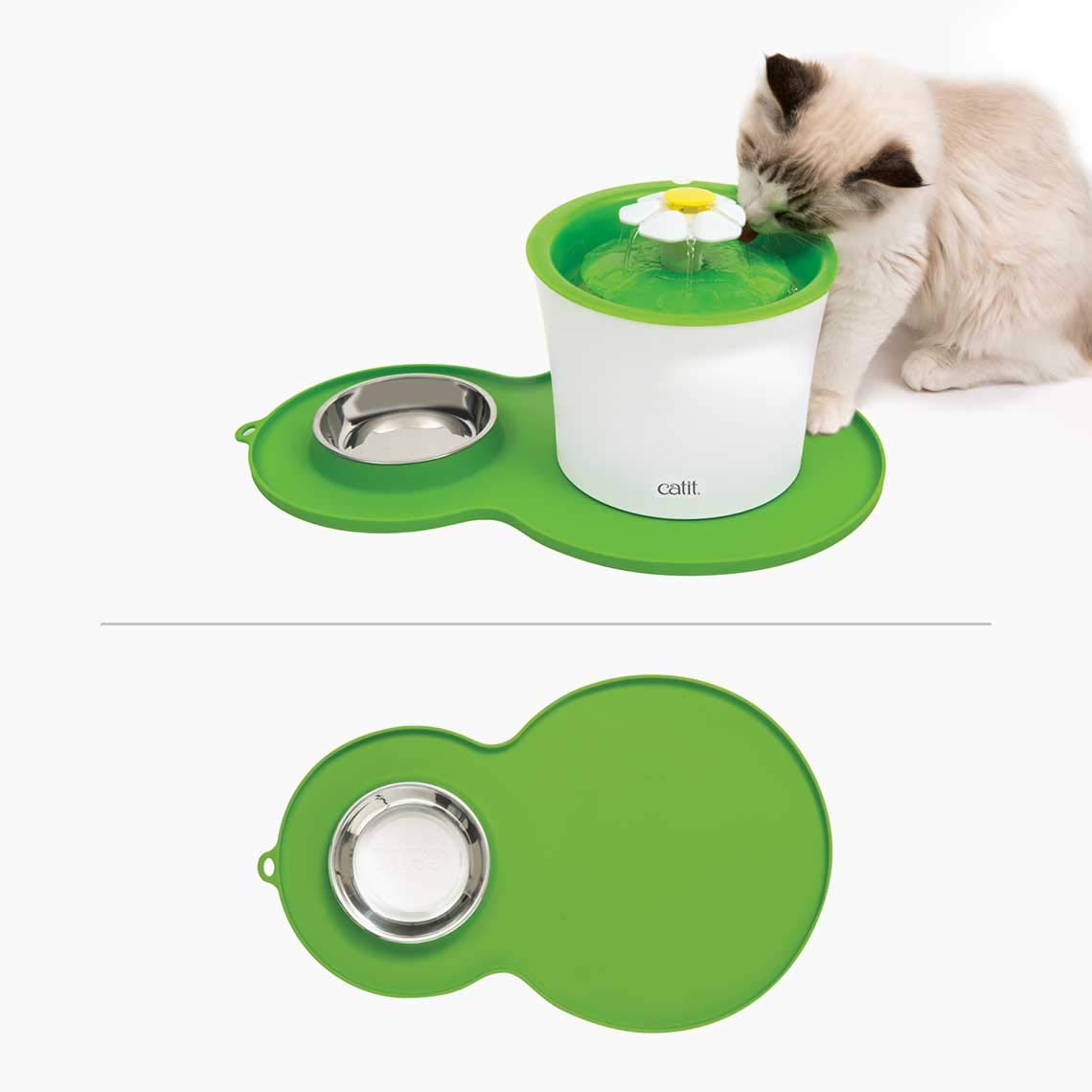 Foto 8 pulgar | Mantel Individual Cat Catit Con Forma De Cacahuete, Color Verde, Con Cuenco De Acero Inoxidable - Venta Internacional.
