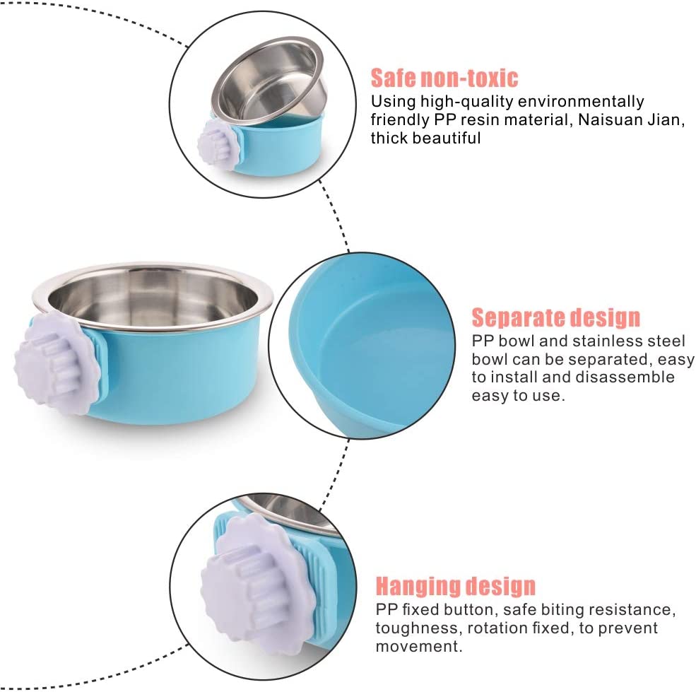 Foto 4 pulgar | Comedero De Agua Y Comida Extraíble De Acero Inoxidable Crate Dog Bowl - Venta Internacional.