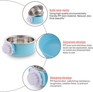 Foto 3 | Comedero De Agua Y Comida Extraíble De Acero Inoxidable Crate Dog Bowl - Venta Internacional.